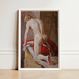 Male Model Seen from Behind - Carl Budtz-møller Art Print / Canvas Framed Painting Nude Figure Classical Style Rendered, Nineteenth-century