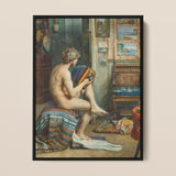 Male Nude with Accordion - Julien Renevier Art Print / Canvas Framed Classical Painting Nude Male Figure Seated Accordion Renevier’s Nude,