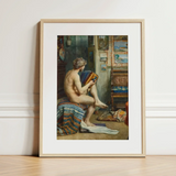 Male Nude with Accordion - Julien Renevier Art Print / Canvas Framed Art Print Nude Male Figure Seated Accordion Renevier’s Nude, Julien