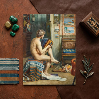 Male Nude with Accordion - Julien Renevier Art Print / Canvas Rectangular Art Print Nude Classical Figure Seated Accordion Renevier’s Male
