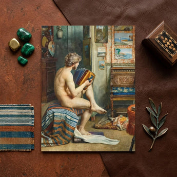 Male Nude with Accordion - Julien Renevier Art Print / Canvas Rectangular Classical Figure Seated Renevier’s, Gay, Prints