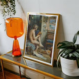 Male Nude with Accordion - Julien Renevier Art Print, Framed Classical Art Print Nude Figure Alongside Orange