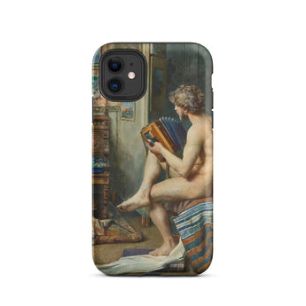 Male Nude with Accordion - Julien Renevier Iphone Case, 11 / Matte, Phone Case Classical Painting