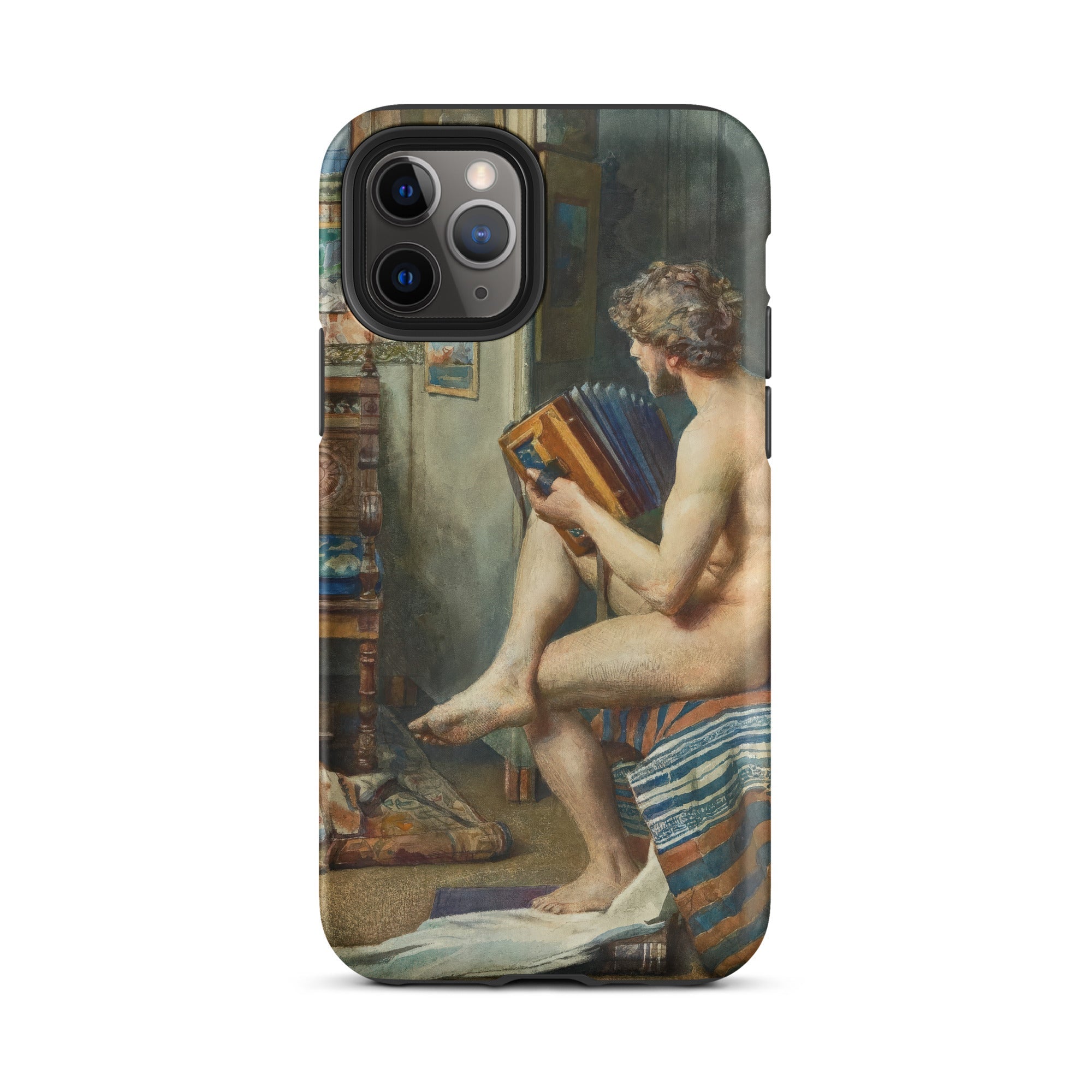 Male Nude with Accordion Julien Renevier Iphone Case, 11 Pro / Matte, Phone Case Classical Art