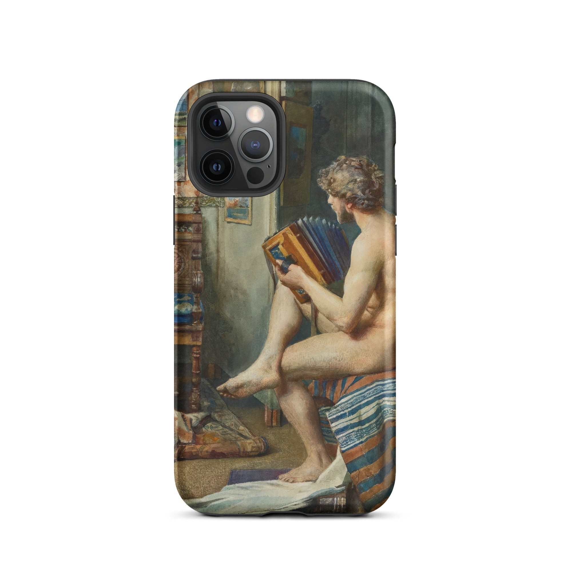 Male Nude with Accordion Julien Renevier Iphone Case, 12 Pro / Matte, Artistic Phone Case