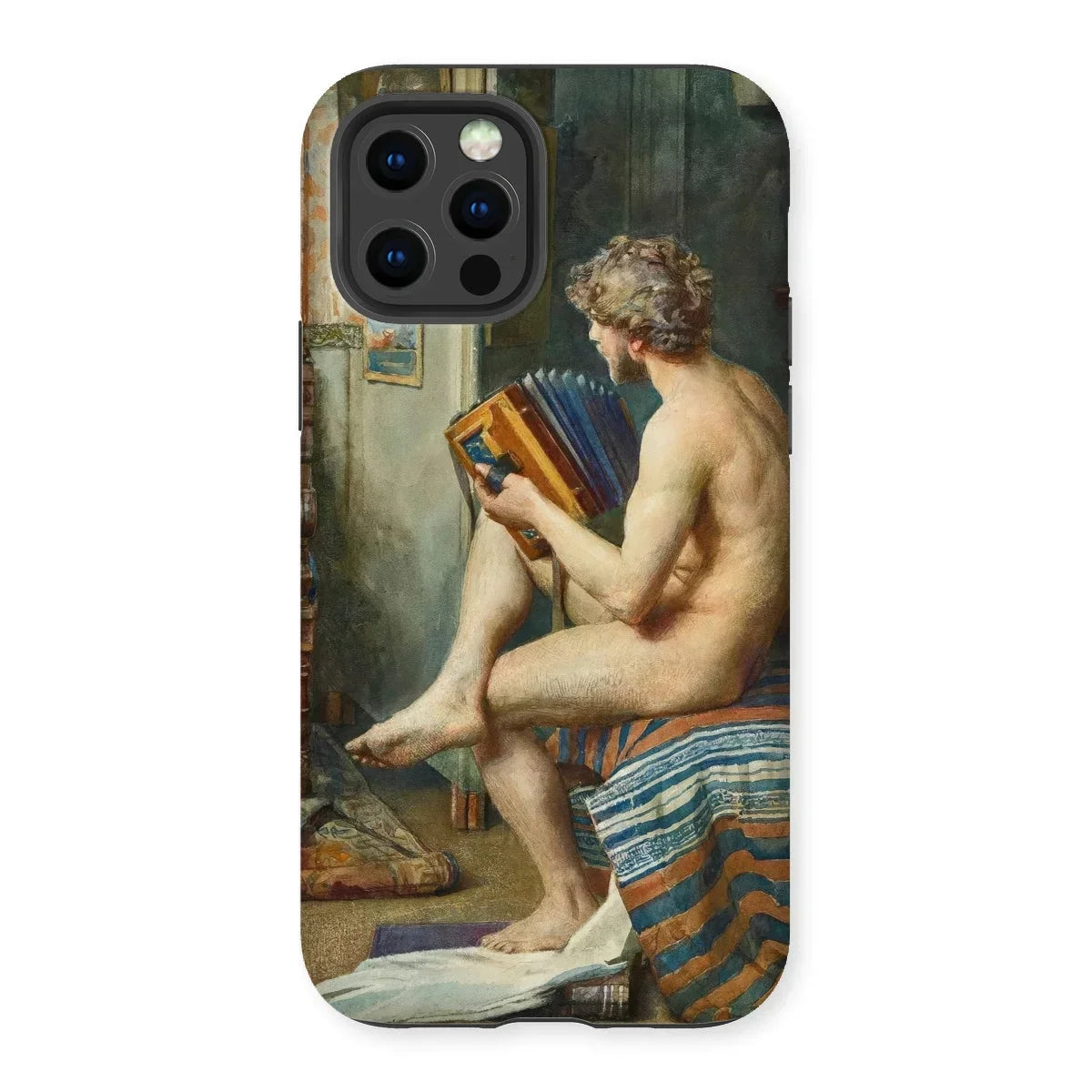 Male Nude with Accordion - Julien Renevier Iphone Case, 12 Pro / Matte, Iphone Case Classical Painting Nude Figure