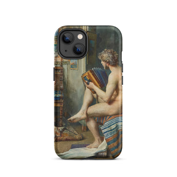 Male Nude with Accordion - Julien Renevier Iphone Case, 13 / Matte, Phone Case Classical Painting