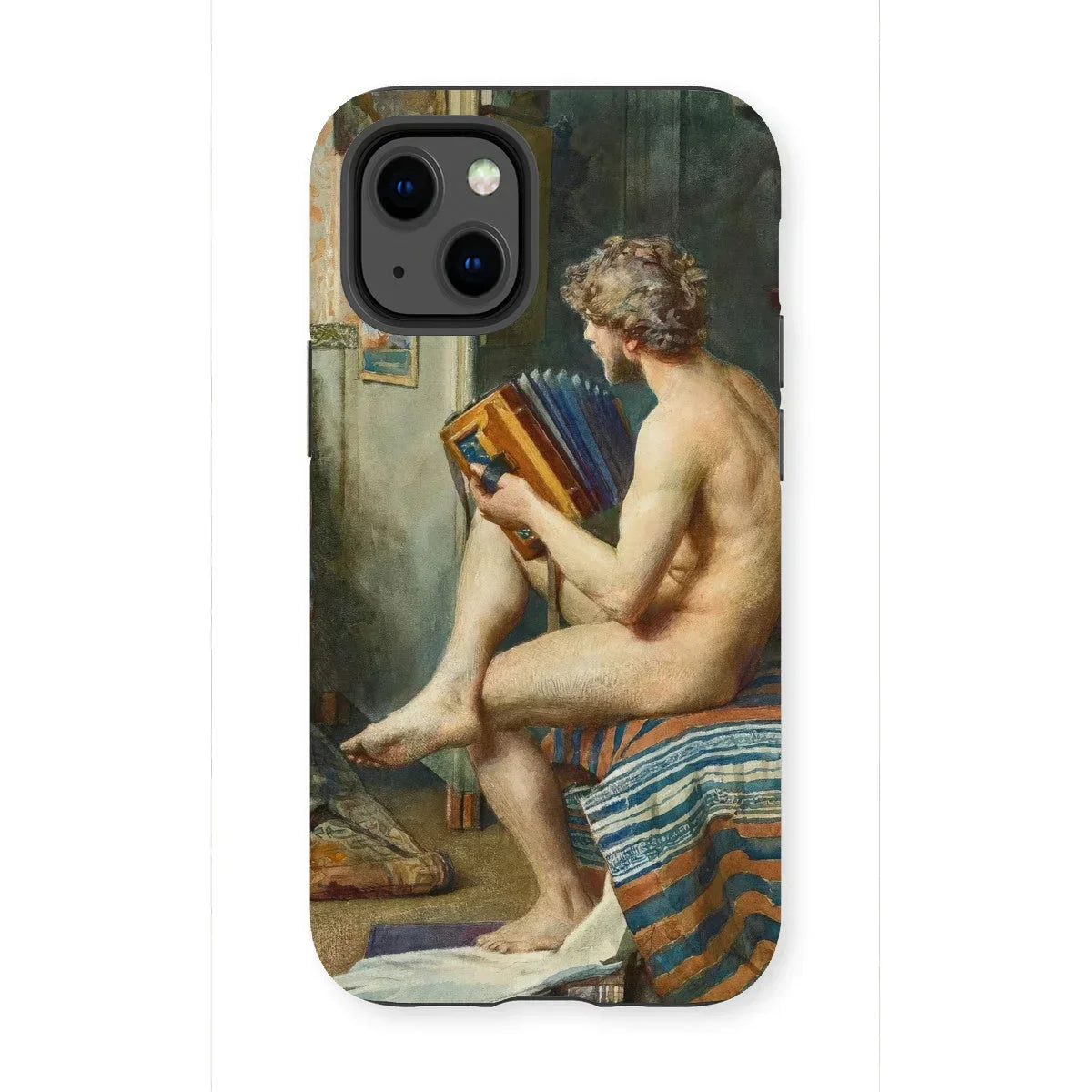 Male Nude with Accordion - Julien Renevier Iphone Case, 13 Mini / Matte, Iphone Case Classical Art Painting Nude Figure