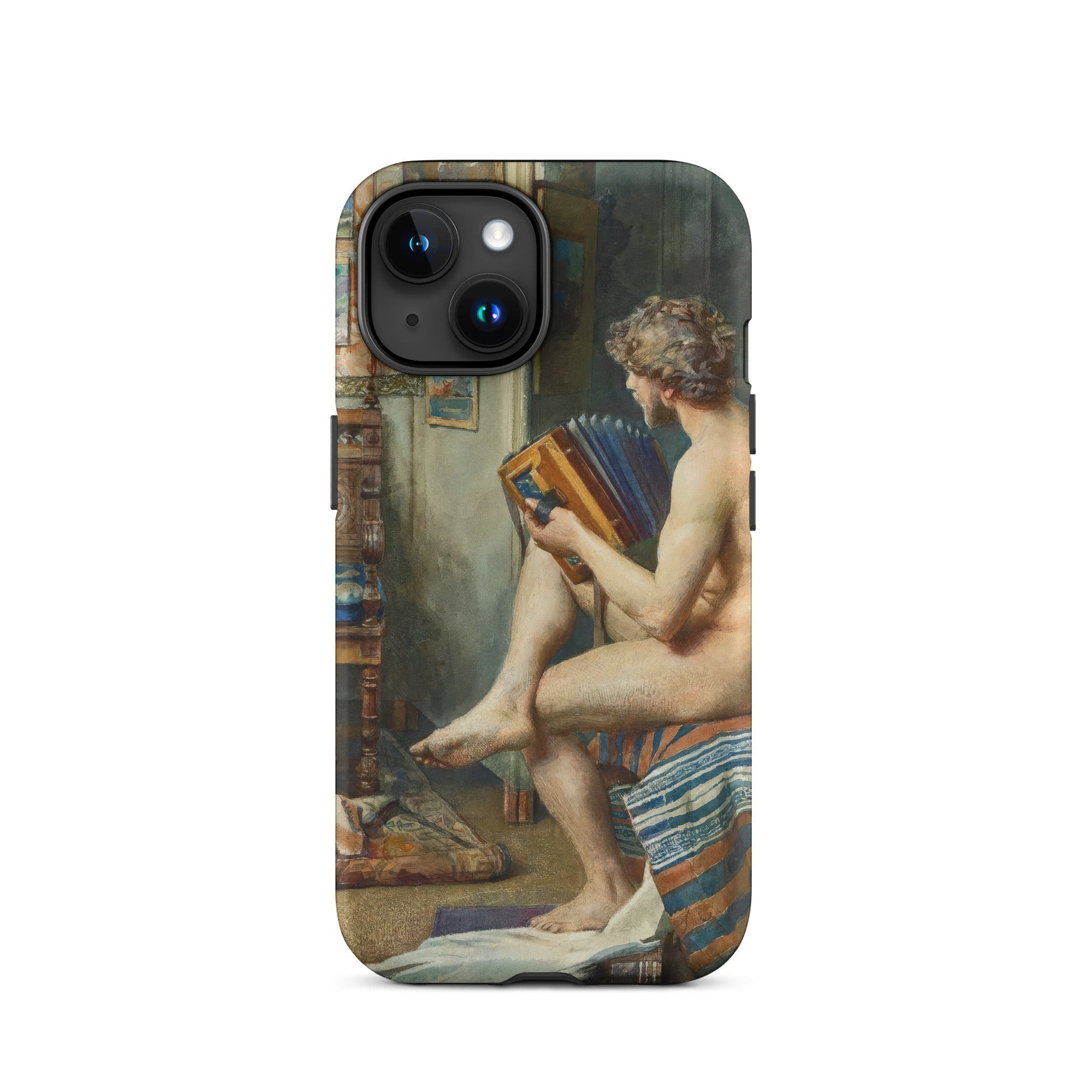 Male Nude with Accordion Julien Renevier Iphone Case, 15 / Matte, Artistic Phone Case