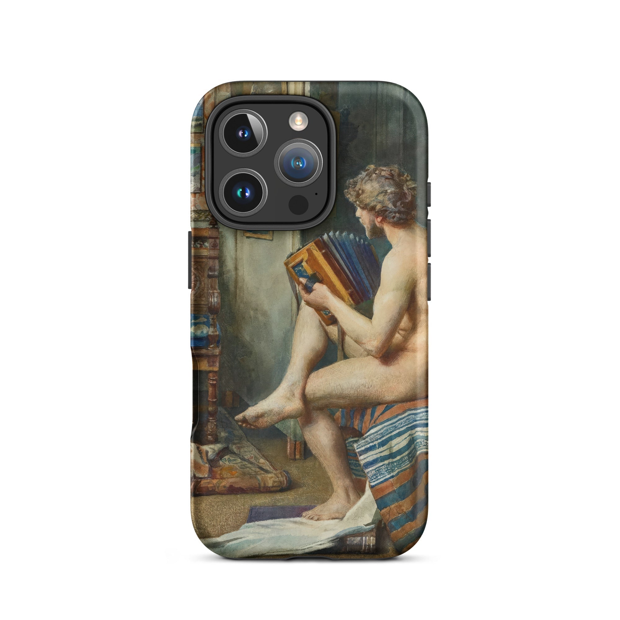 Male Nude with Accordion Julien Renevier Iphone Case, 16 Pro / Matte, Phone Case Classical Art Print
