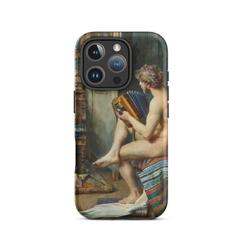 Male Nude with Accordion - Julien Renevier Iphone Case 16 Pro / Matte Phone Case Classical Art Print Julien Renevier, Renevier Iphone Case,