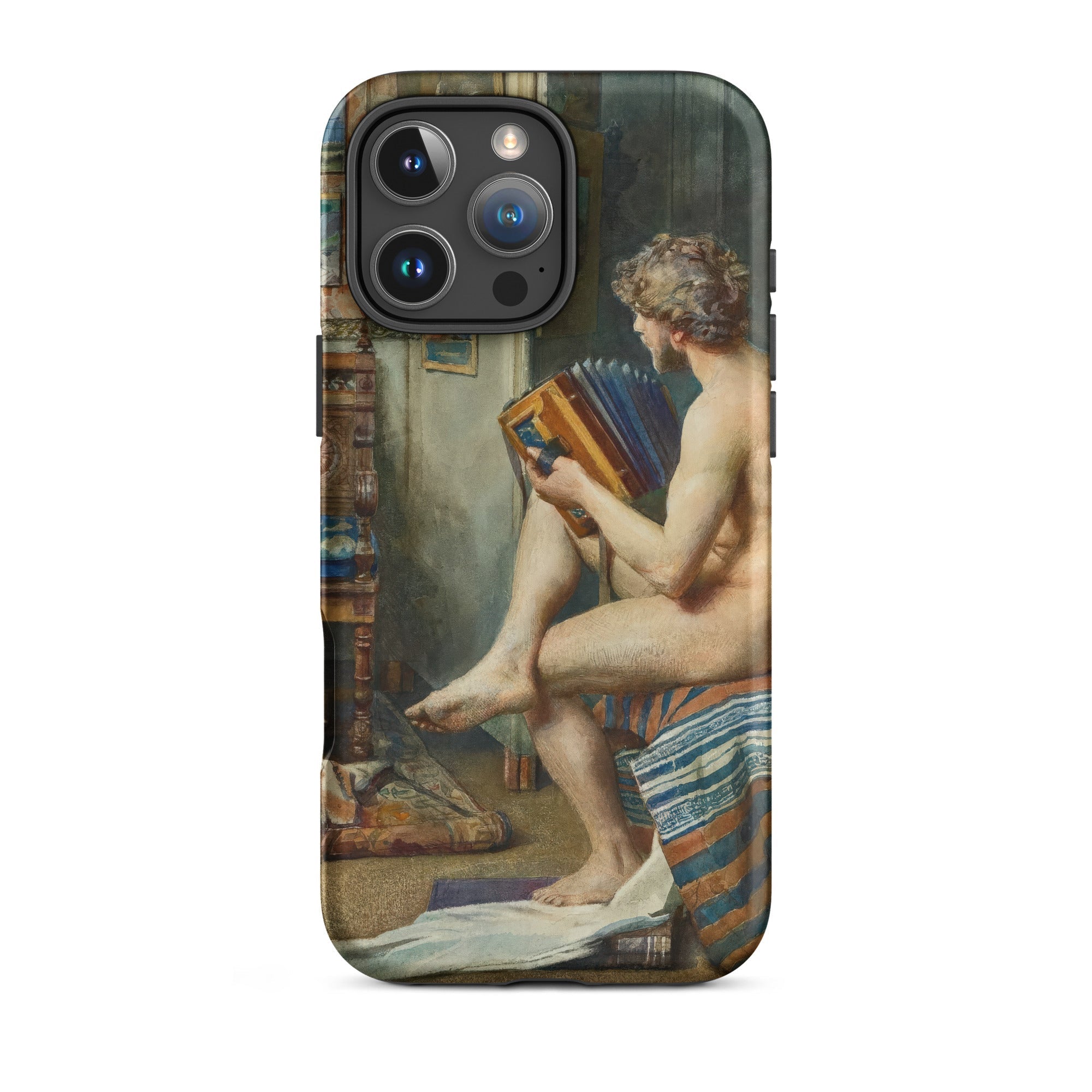 Male Nude with Accordion Julien Renevier Iphone Case, 16 Pro Max / Matte, Artistic Phone Case