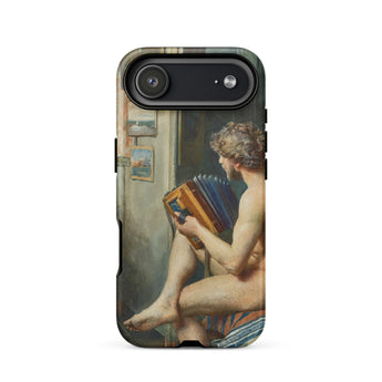 Male Nude with Accordion - Julien Renevier Iphone Case 17 Air / Matte Iphone 12 Pro Max Case Classical Painting Design Julien Renevier,