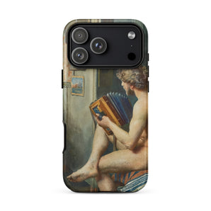 Male Nude with Accordion - Julien Renevier Iphone Case 17 Pro Max / Matte Iphone 12 Pro Max Case Classical Painting Design Julien Renevier,