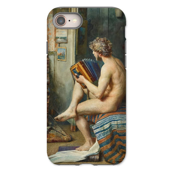 Male Nude with Accordion - Julien Renevier Iphone Case, 8 / Matte, Phone Case Classical Nude Painting Figure Accordion-style Book