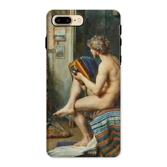 Male Nude with Accordion - Julien Renevier Iphone Case, 8 Plus / Matte, Phone Case Classical Painting Nude Figure Book Seated