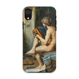 Male Nude with Accordion - Julien Renevier Iphone Case, Xr / Matte, Iphone Case Classical Nude Painting Book Seated Striped