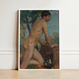 Male Nude Against Background of Orchard - Weiss Wojciech Art Print / Canvas White-framed Reproduction Classical Painting Stages, Body