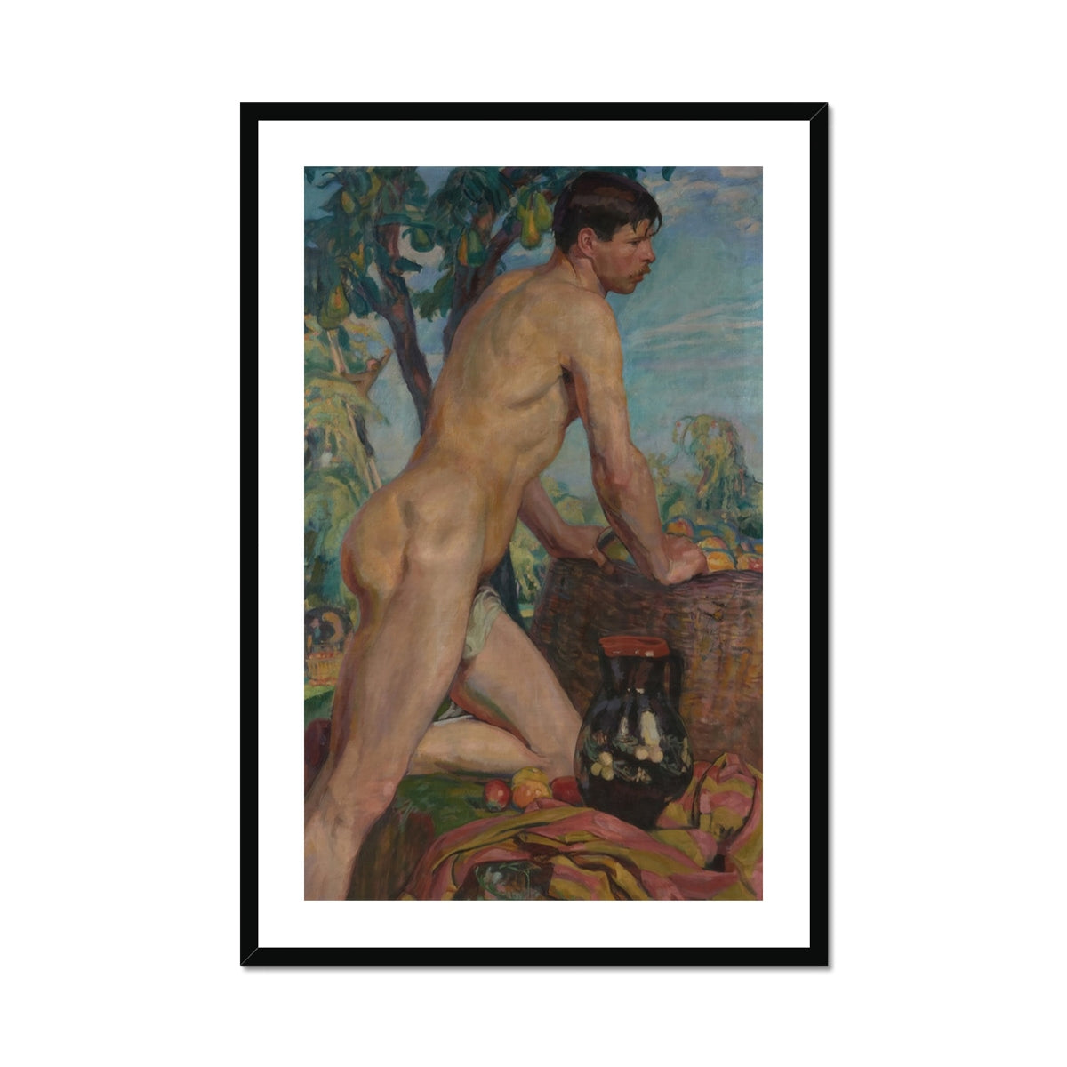 Male Nude Against Background of Orchard Weiss Wojciech Art Print