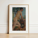 Male Nude Against Background of Orchard - Weiss Wojciech Art Print / Canvas, 12x18’’ / 31x46cm / Natural Frame / Matboard, Posters Prints &