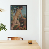 Male Nude Against Background of Orchard - Weiss Wojciech Framed Canvas
