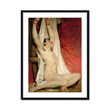 Male Nude Arms Upstretched William Etty Art Print, Classical Oil Painting Nude Figure Upraised Arms Draped