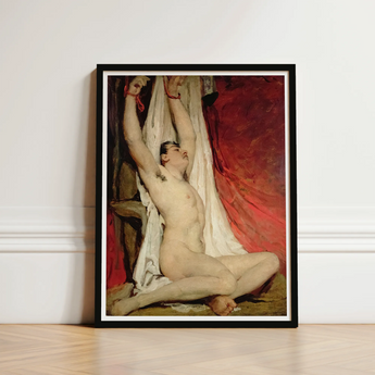 Male Nude Arms Upstretched - William Etty Art Print / Canvas Framed Classical Figure Dynamic Gay, Powerful Tableau Prints