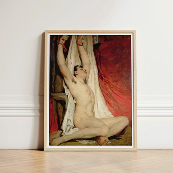 Male Nude Arms Upstretched - William Etty Art Print / Canvas Framed Reproduction Classical Painting Figure Gay, Powerful Tableau Prints