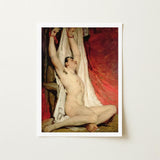 Male Nude Arms Upstretched - William Etty Art Print / Canvas Framed Reproduction Classical Painting Figure Gay, Powerful Tableau Prints