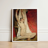 Male Nude Arms Upstretched - William Etty Art Print / Canvas Framed Reproduction Classical Painting Figure Gay, Powerful Tableau Prints