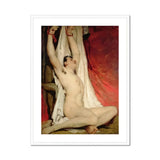 Male Nude Arms Upstretched William Etty Art Print, Classical Oil Painting Nude Figure Upward White Red