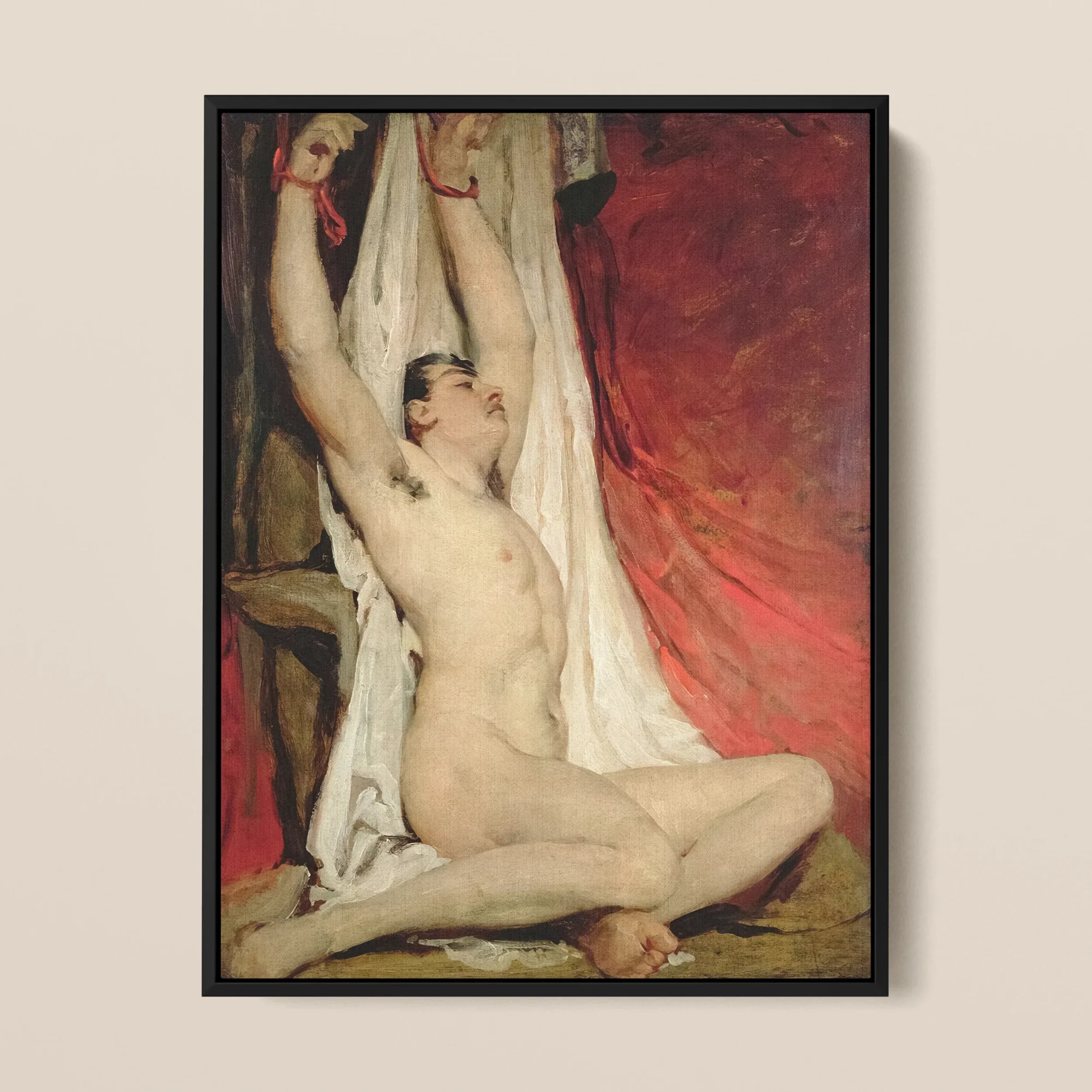 Male Nude Arms Upstretched - William Etty Framed Canvas Posters Prints & Visual Artwork