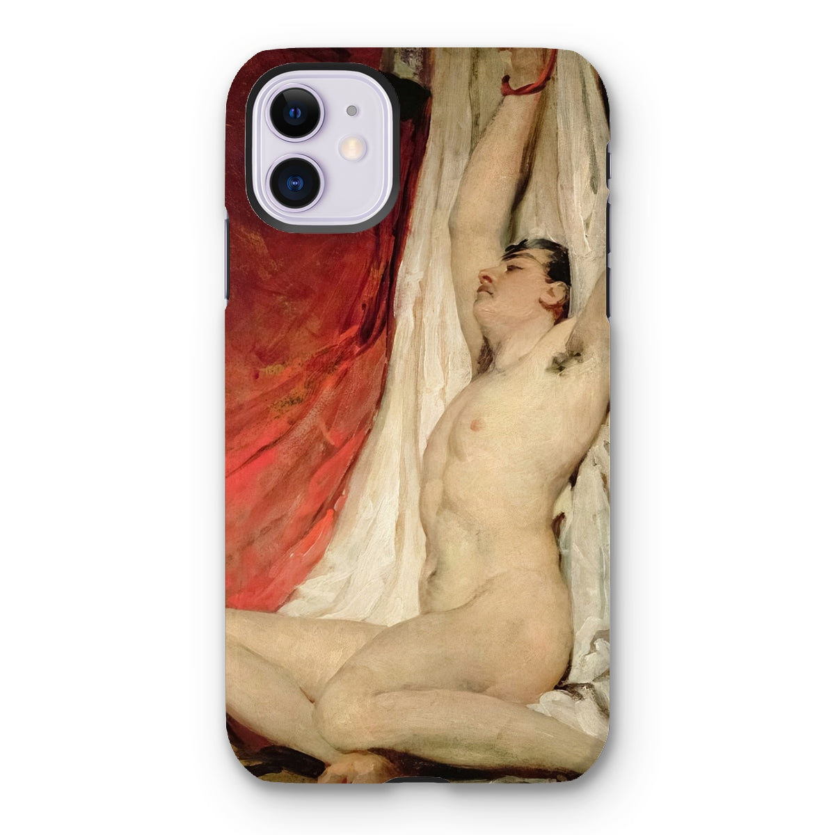 Male Nude Arms Upstretched - William Etty Iphone Case, 11 / Matte, Phone Case Classical Art