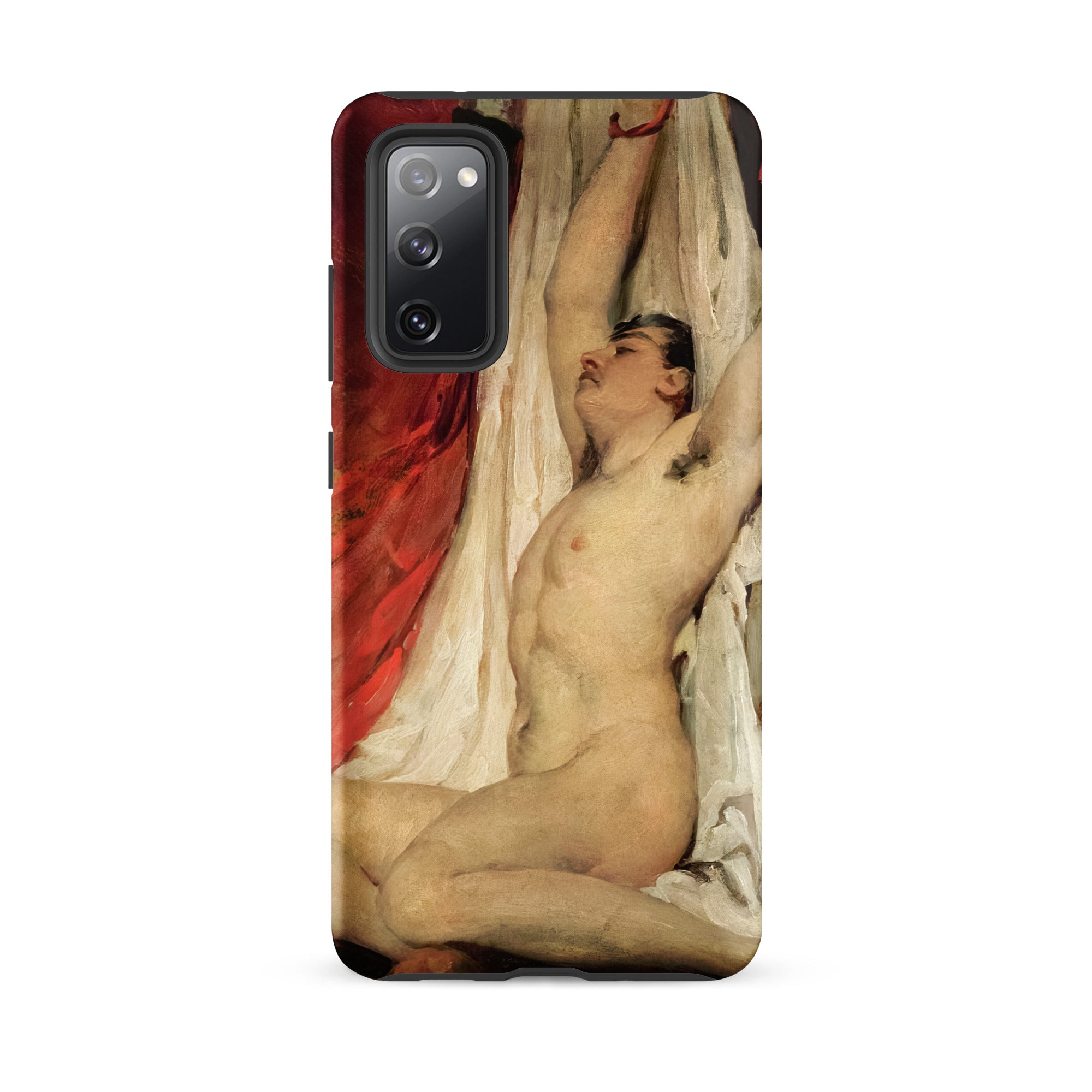 Male Nude Arms Upstretched William Etty Samsung Case, Galaxy S20 Fe / Matte, Black Smartphone Case Classical Painting Nude Figure