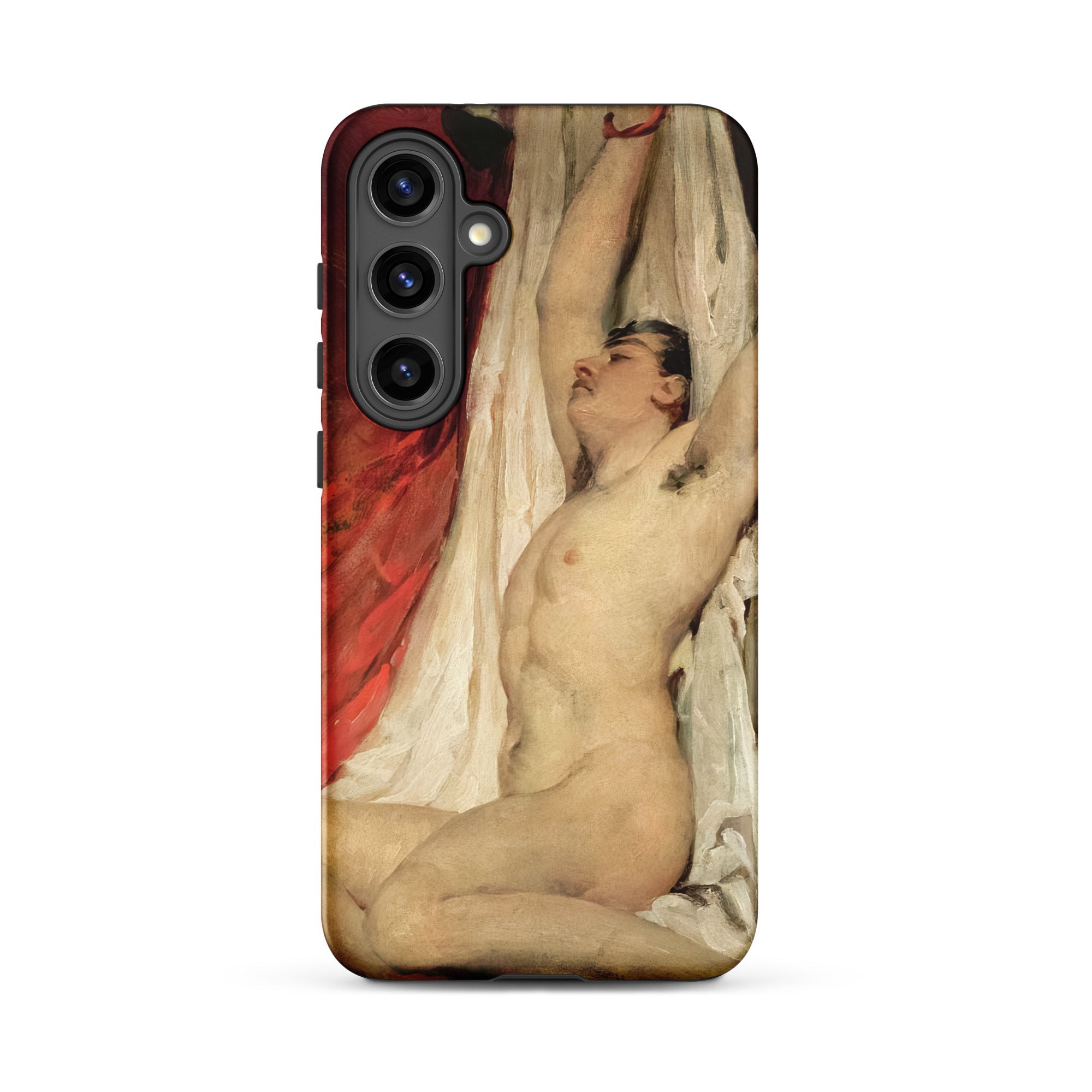 Male Nude Arms Upstretched William Etty Samsung Case, Galaxy S24 Plus / Matte, Smartphone Case Classical Painting Nude Figure