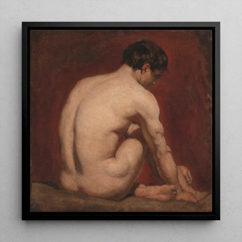 Male Nude from the Back - William Etty Art Print / Canvas, 12x12’’ / 31x31cm / Black Frame, Posters Prints & Visual Artwork, Toby Leon