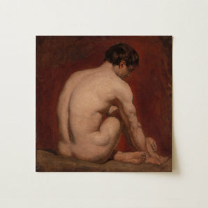 Male Nude from the Back - William Etty Art Print / Canvas, 12x12’’ / 31x31cm / Unframed / no Border, Posters Prints & Visual Artwork, Toby