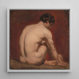 Male Nude from the Back - William Etty Art Print / Canvas, 12x12’’ / 31x31cm / White Frame, Posters Prints & Visual Artwork, Toby Leon