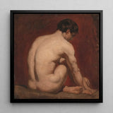 Male Nude from the Back - William Etty Art Print / Canvas Black-framed Square Classical Oil Painting Etty’s, Gay, Prints