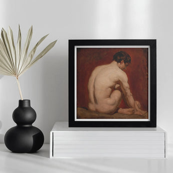 Male Nude from the Back - William Etty Art Print / Canvas Framed Classical Painting Figure Seated Profile Reddish-brown Etty’s, Gay, Prints