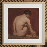 Male Nude from the Back - William Etty Art Print / Canvas Framed Oil Painting Nude Male Figure Seated Pose William Etty’s Nude, Etty Gay,