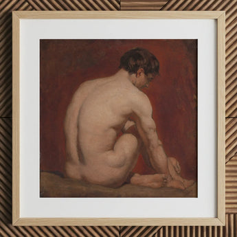 Male Nude from the Back - William Etty Art Print / Canvas Framed Oil Painting Nude Male Figure Seated Pose William Etty’s Nude, Etty Gay,