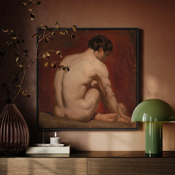 Male Nude from the Back - William Etty Art Print / Canvas Framed Painting Nude Male Figure Pose Rendered Soft William Etty’s Nude, Etty