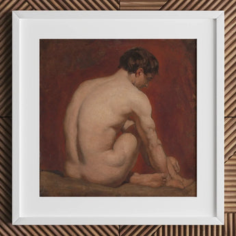 Male Nude from the Back - William Etty Art Print / Canvas White-framed Oil Painting Figure Pose Deep Etty’s, Gay, Prints