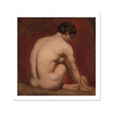 Male Nude from the Back - William Etty Art Print, Nude Figure Seated Turned Painted Classical Academic Style