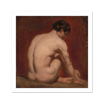 Male Nude from the Back - William Etty Art Print, Nude Figure Seated Turned Painted Classical Academic Style