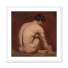 Male Nude from the Back - William Etty Art Print, Nude Figure Seated Turned Painted Warm Tones