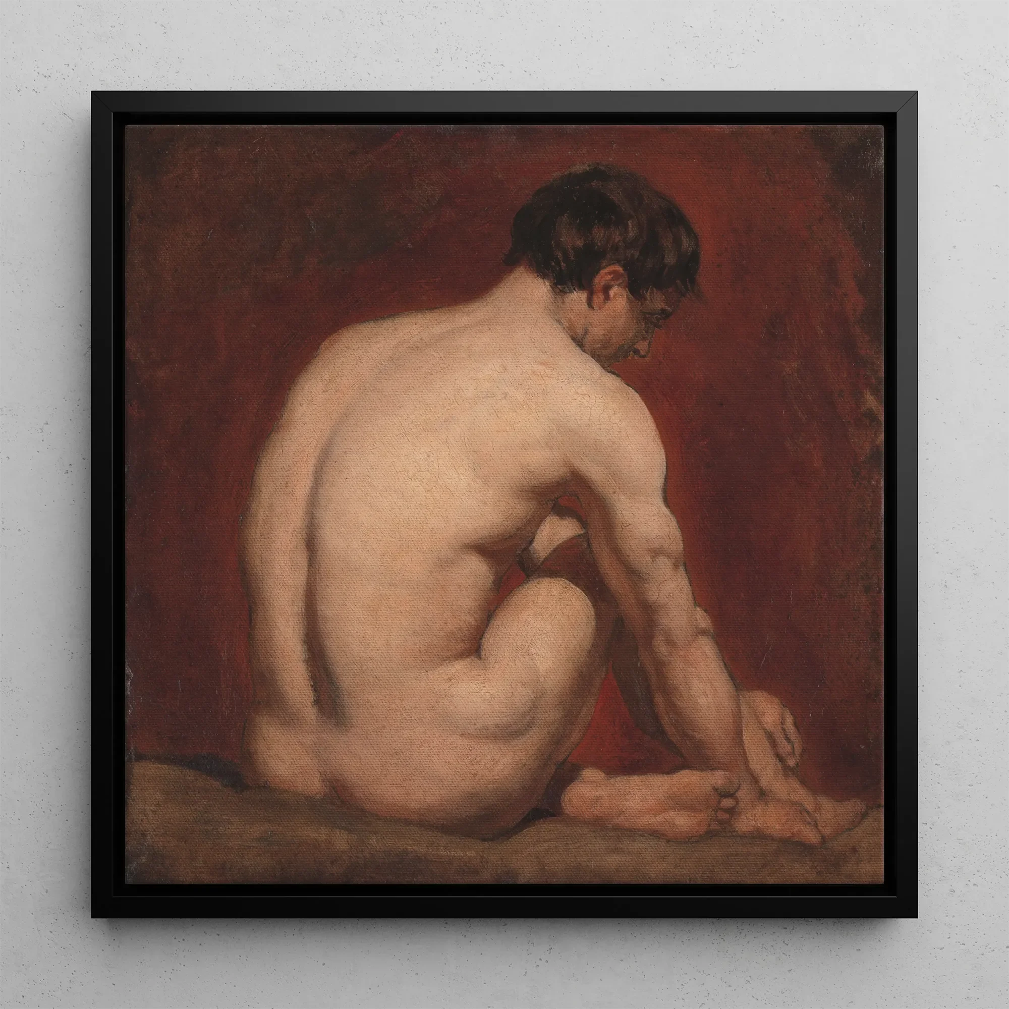 Male Nude From The Back - William Etty Gay Art Framed Canvas - Posters Prints & Visual Artwork - Aesthetic Art