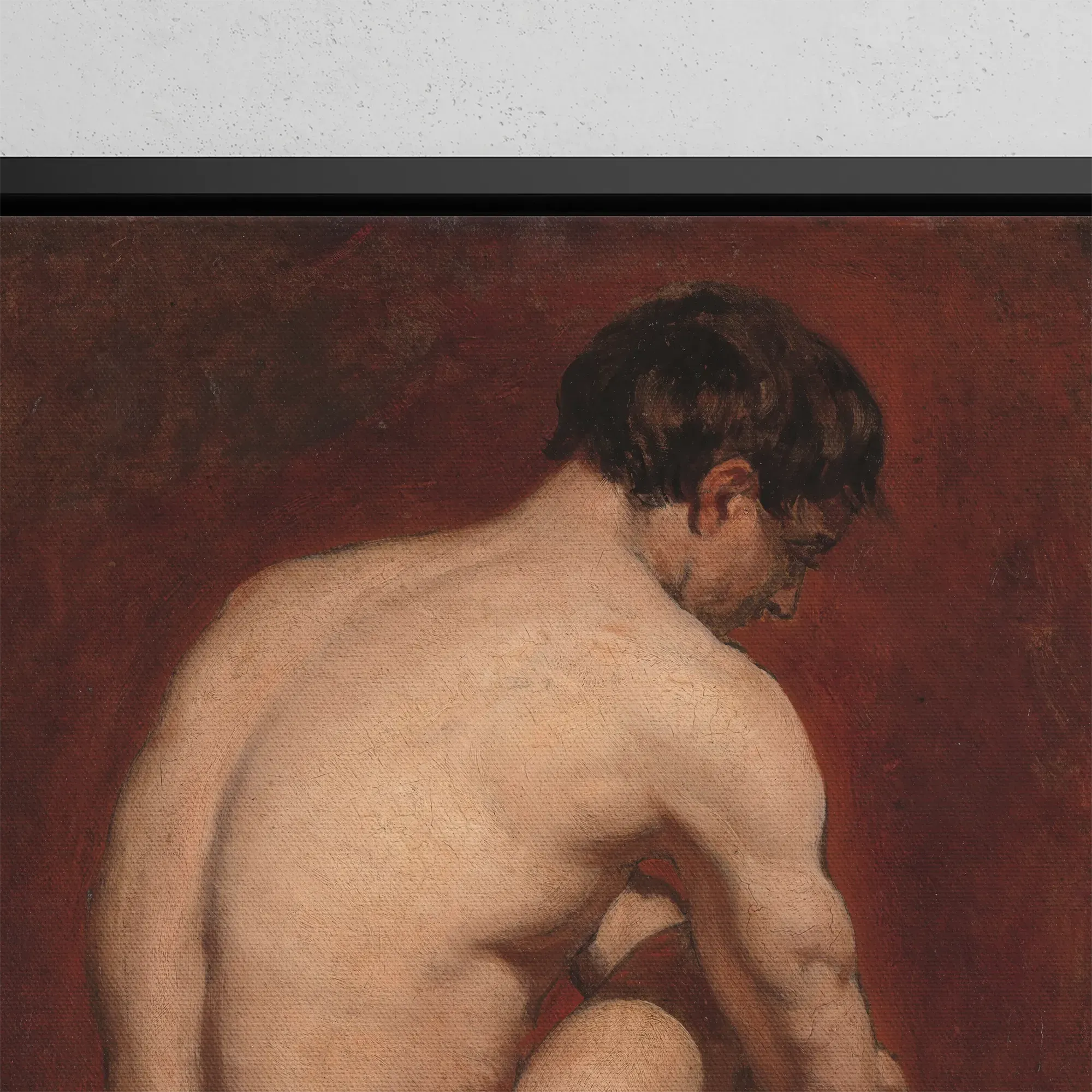 Male Nude From The Back - William Etty Gay Art Framed Canvas - Posters Prints & Visual Artwork - Aesthetic Art