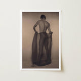 Male Nude Draped in Vetti - Lionel Wendt Queer Art Print / Canvas Framed Black-and-white Photographic Muscular Man Dark Fabric, Cultural
